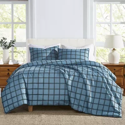 Cannon Luka Grid 3-pc. Easy Care Duvet Cover Set