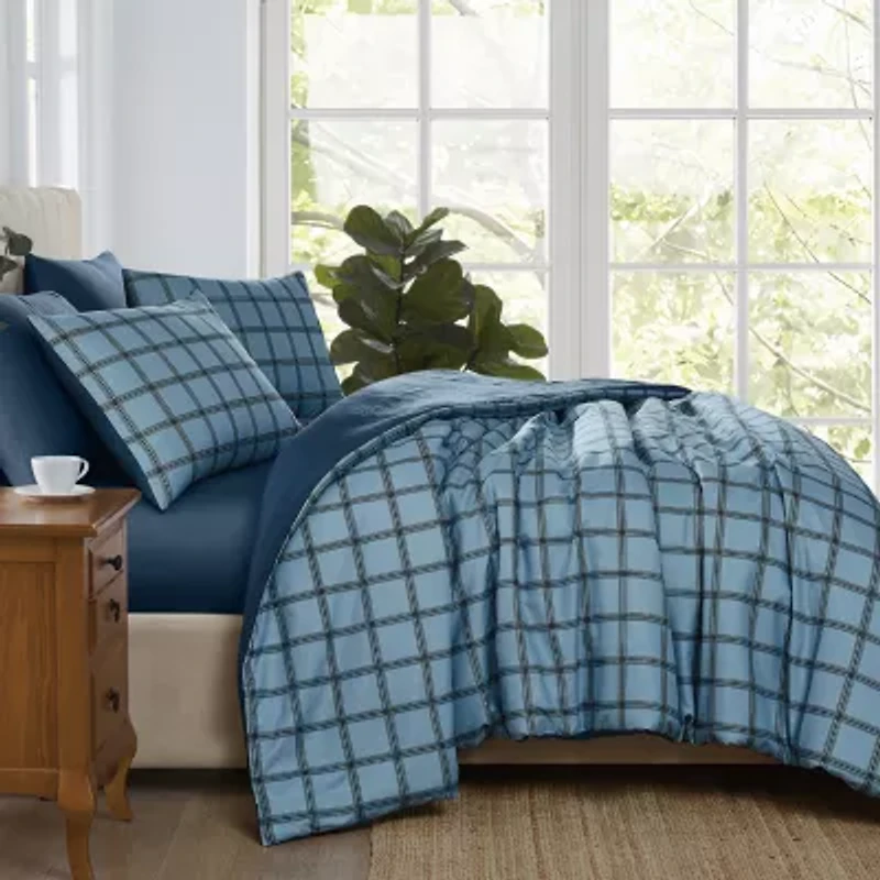 Cannon Luka Grid 3-pc. Easy Care Duvet Cover Set