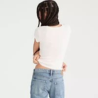 AEROPOSTALE Womens Juniors Rhinestone Crew Neck Short Sleeve Regular Fit Graphic T-Shirt