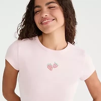 AEROPOSTALE Womens Juniors Rhinestone Crew Neck Short Sleeve Regular Fit Graphic T-Shirt