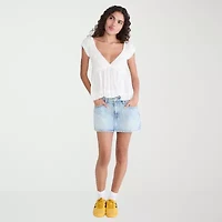 AEROPOSTALE Womens Juniors V Neck Short Sleeve Babydoll Top