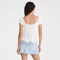 AEROPOSTALE Womens Juniors V Neck Short Sleeve Babydoll Top