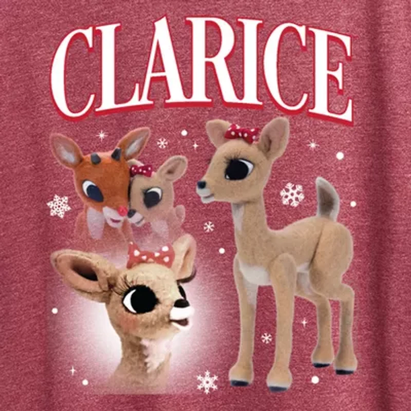 Clarice Womens Crew Neck Short Sleeve Regular Fit Rudolph Graphic T-Shirt