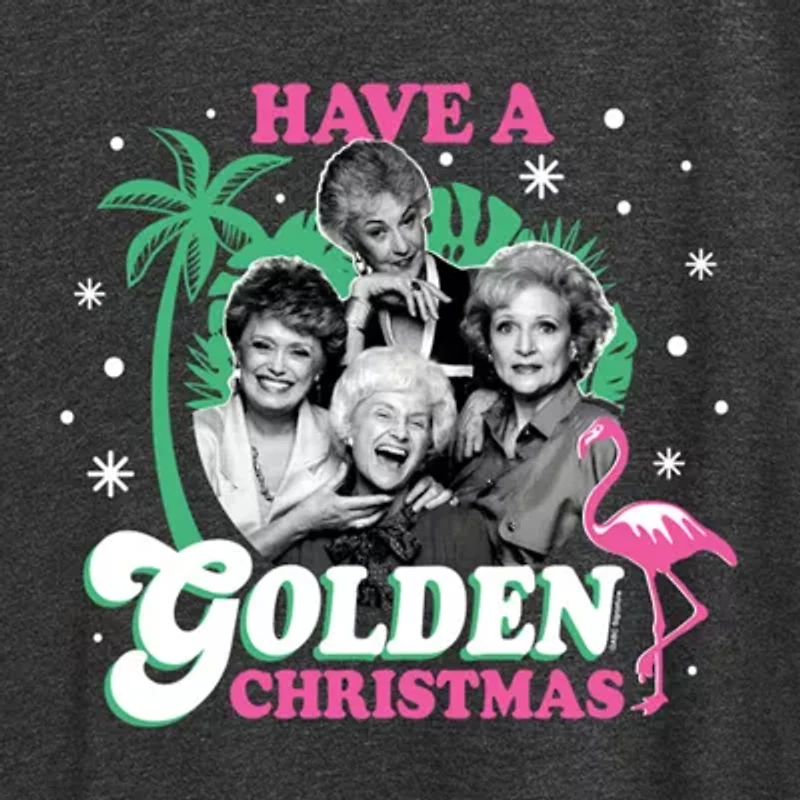 Golden Christmas Womens Crew Neck Short Sleeve Regular Fit Graphic T-Shirt