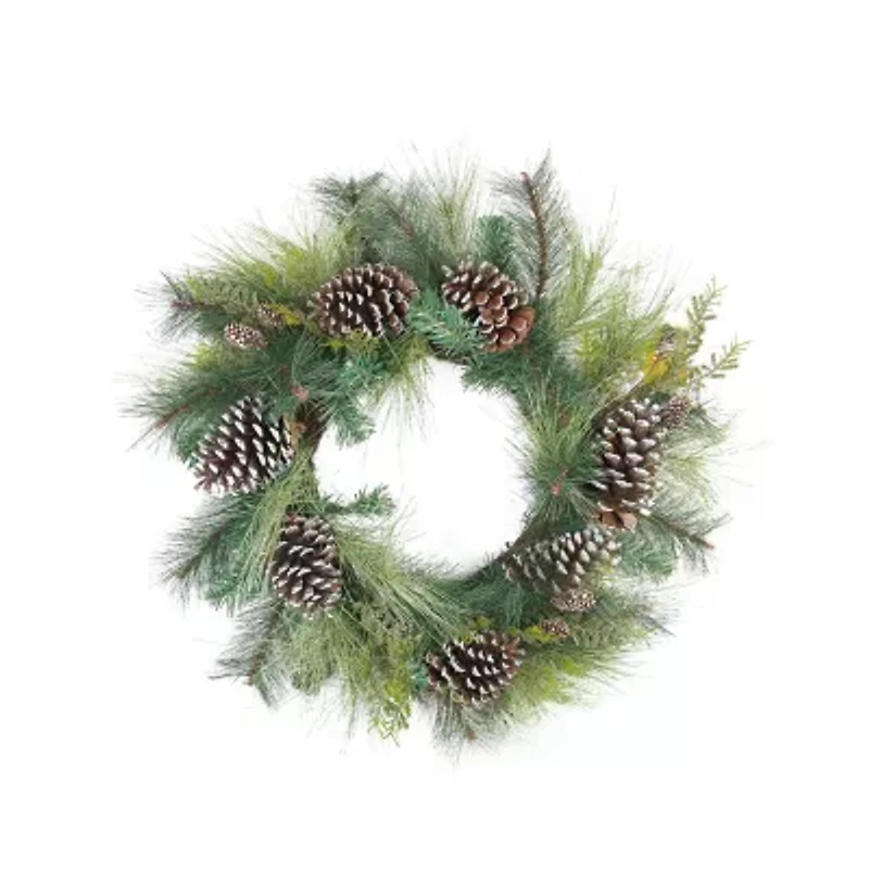 Mixed Long Needle Pine and Pine Cone Artificial Christmas Wreath - 28-Inch Unlit