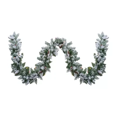 9' x 10'' Pre-Lit Flocked Pine Artificial Christmas Garland - Multi Color Lights
