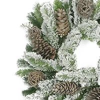 Brown Flocked Pine Cone and Twig Ball Artificial Christmas Wreath - 24-Inch  Unlit