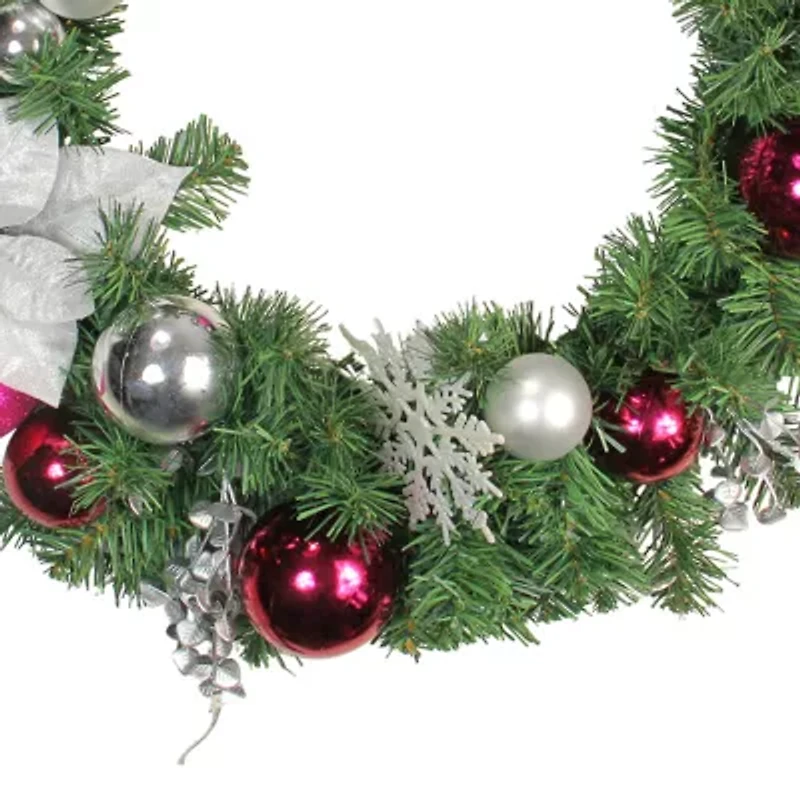 Northlight Poinsettia And Eucalyptus Artificial Wreath