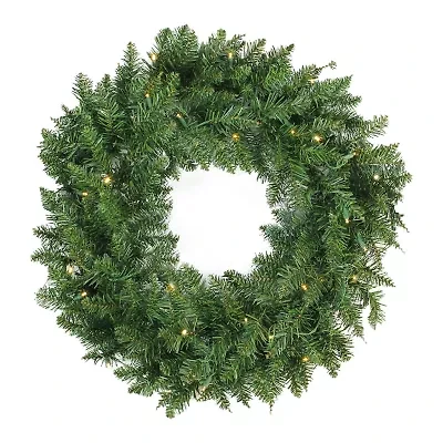 Pre-Lit Buffalo Fir Artificial Christmas Wreath - 24-Inch  Warm White LED Lights