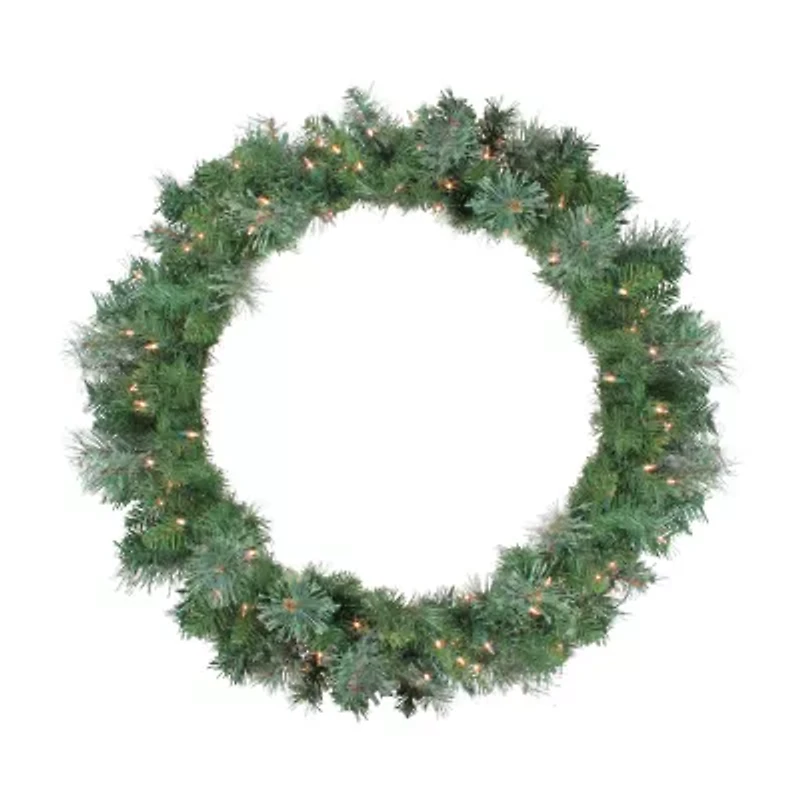 Pre-Lit Mixed Cashmere Pine Artificial Christmas Wreath - 36-Inch Clear Lights