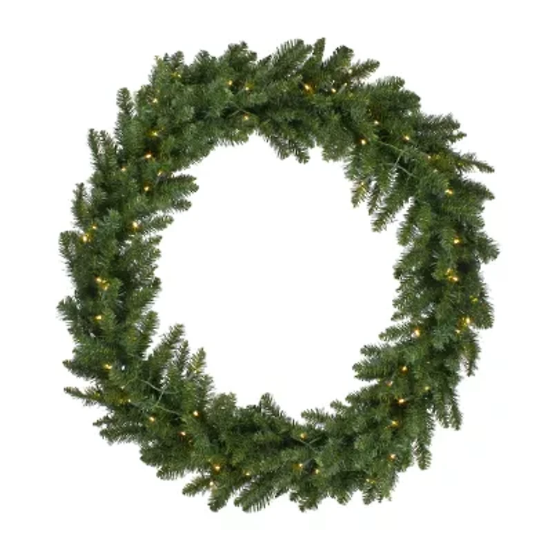 Pre-Lit Buffalo Fir Commercial Artificial Christmas Wreath - 72-Inch  White Lights
