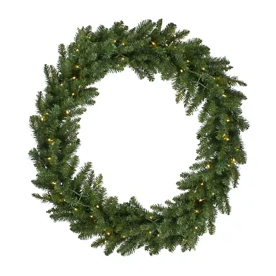 Pre-Lit Buffalo Fir Commercial Artificial Christmas Wreath - 72-Inch  White Lights