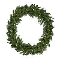 Pre-Lit Buffalo Fir Commercial Artificial Christmas Wreath - 72-Inch  White Lights