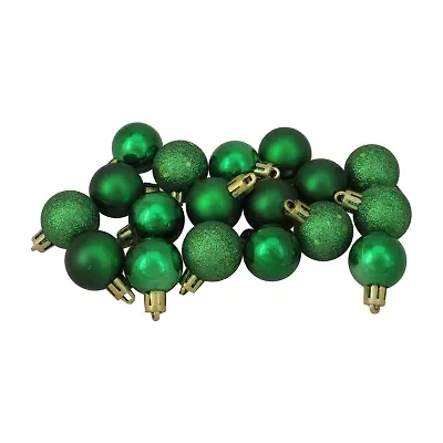 18ct Xmas Green Shatterproof 4-Finish Christmas Ball Ornaments 1.25'' (30mm)
