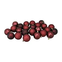 24ct Burgundy Red Shatterproof 4-Finish Christmas Ball Ornaments 2.5" (60mm)