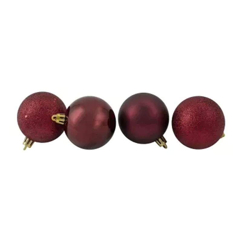 24ct Burgundy Red Shatterproof 4-Finish Christmas Ball Ornaments 2.5" (60mm)