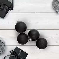 24ct Jet Black Shatterproof 4-Finish Christmas Ball Ornaments 2.5'' (60mm)