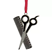 3'' Silver-Plated Scissors and Comb Christmas Ornament