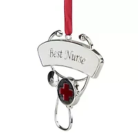 3.25'' Silver-Plated Best Nurse Stethoscope Christmas Ornament