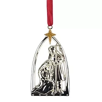 3.75'' Silver-Plated Nativity Scene Christmas Ornament with European Crystals