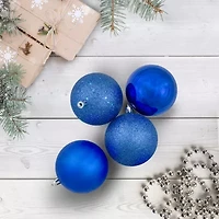 32ct Lavish Blue Shatterproof 4-Finish Christmas Ball Ornaments 3.25'' (80mm)