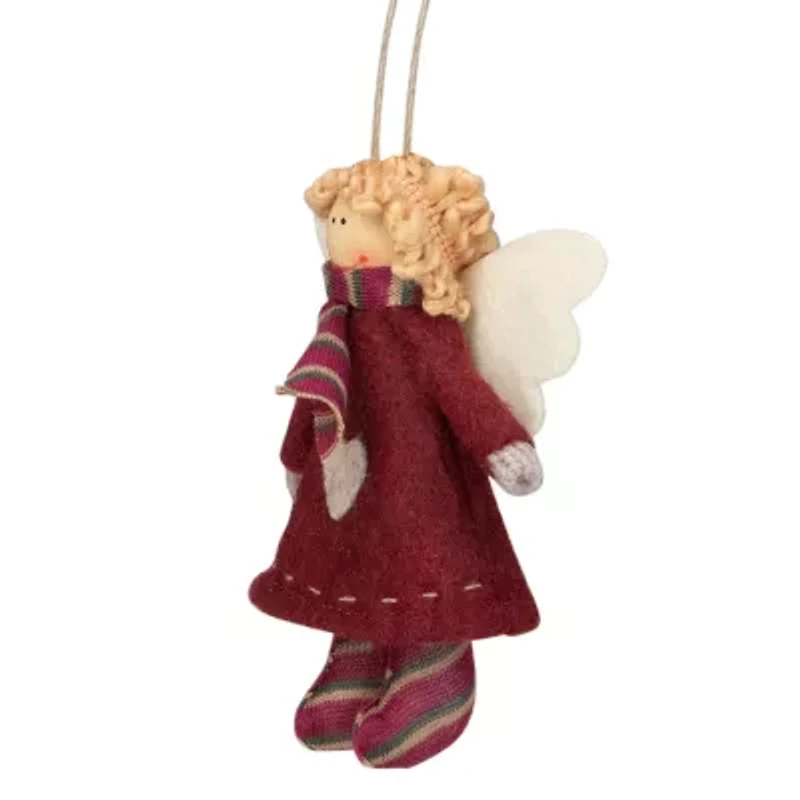 4.25'' Red and White Angel with Wings Hanging Christmas Ornament