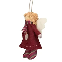 4.25'' Red and White Angel with Wings Hanging Christmas Ornament