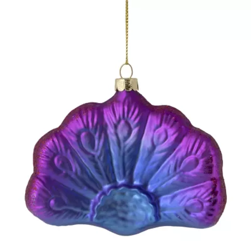4.25'' Regal Peacock Blue and Purple Glittered Glass Peacock Christmas Ornament