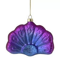 4.25'' Regal Peacock Blue and Purple Glittered Glass Peacock Christmas Ornament