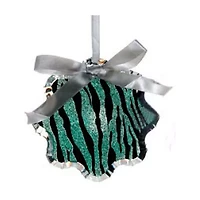 4.5'' Teal Green and Black Glittered Zebra Print Snowflake Prism Christmas Ornament