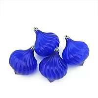 4ct Blue Shatterproof Transparent Christmas Onion Drop Ornaments 4.5"
