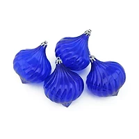 4ct Blue Shatterproof Transparent Christmas Onion Drop Ornaments 4.5"