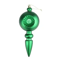 4ct Green Retro Reflector Shatterproof Matte Christmas Finial Ornaments 7.5"