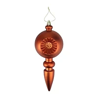 4ct Orange Retro Reflector Shatterproof Matte Christmas Finial Ornaments 7.5"