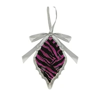 5.75'' Magenta Pink and Gray Glittered Diamond Prism Christmas Ornament
