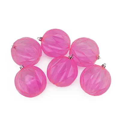 6ct Pink Rhombus Cut Shatterproof Transparent Christmas Ball Ornaments 3'' (70mm)