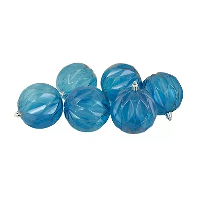 Set of 6 Transparent Blue Rhombus Cut Shatterproof Christmas Ball Ornaments 3"