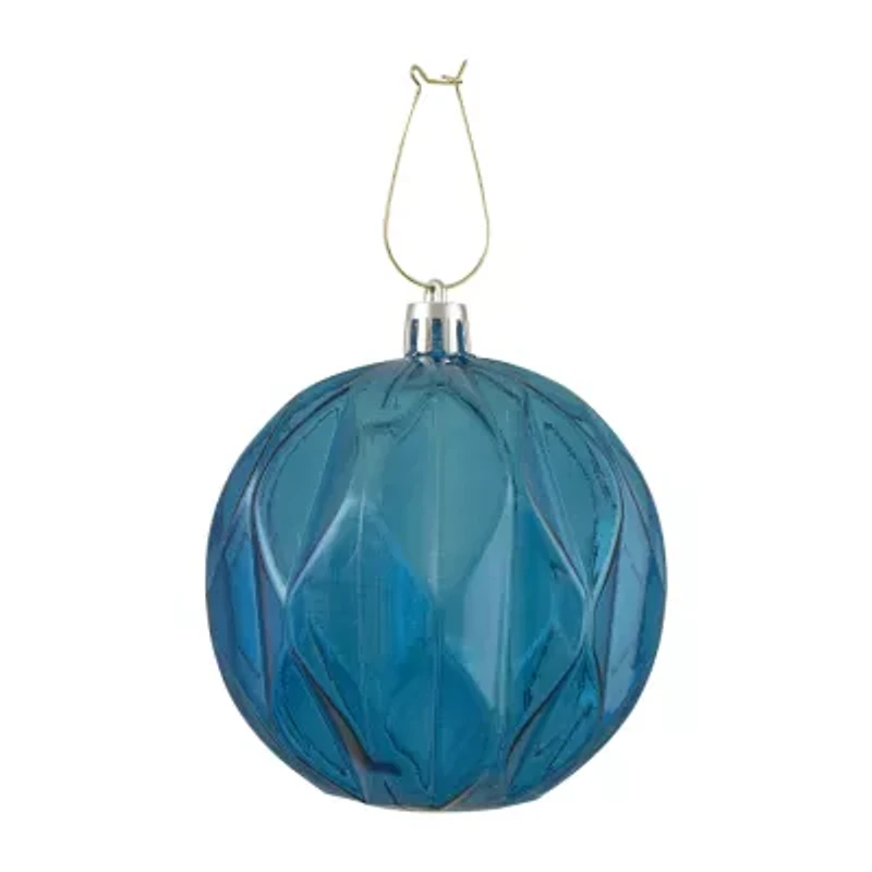Set of 6 Transparent Blue Rhombus Cut Shatterproof Christmas Ball Ornaments 3"