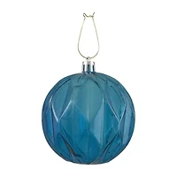 Set of 6 Transparent Blue Rhombus Cut Shatterproof Christmas Ball Ornaments 3"