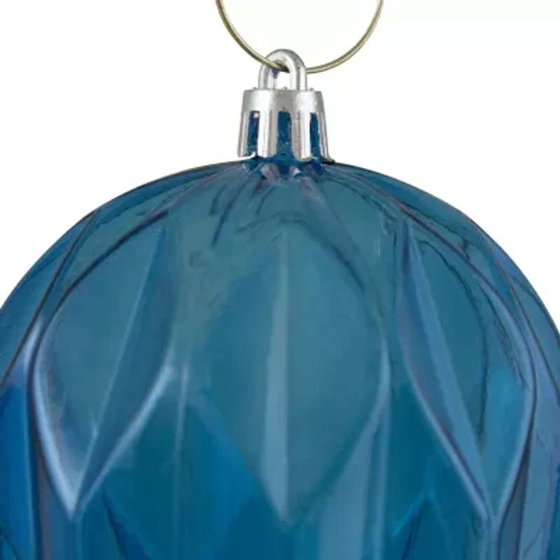 Set of 6 Transparent Blue Rhombus Cut Shatterproof Christmas Ball Ornaments 3"