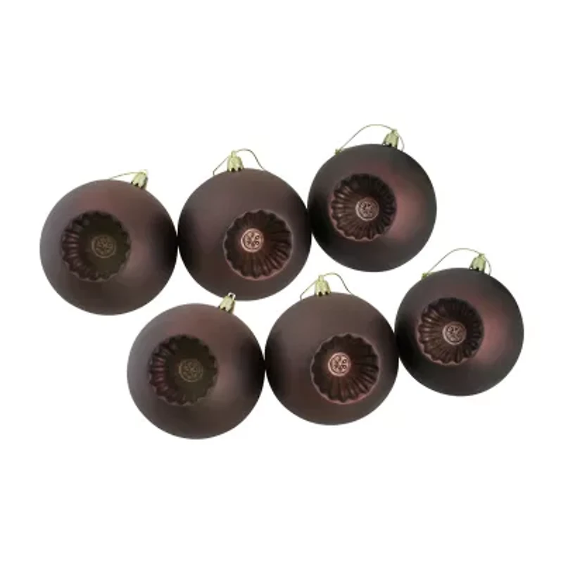 6ct Brown Shatterproof Matte Christmas Ball Ornaments 4'' (100mm)