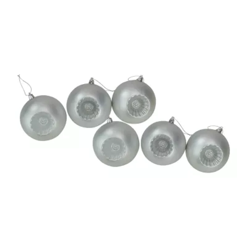 6ct Silver Shatterproof Matte Retro Reflector Christmas Ball Ornaments 4'' (100mm)