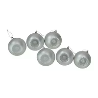 6ct Silver Shatterproof Matte Retro Reflector Christmas Ball Ornaments 4'' (100mm)