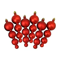 6ct Red Hot Shatterproof 2-Finish Christmas Ornaments 5.75"