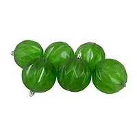 Set of 6 Green Rhombus Cut Shatterproof Transparent Christmas Ball Ornaments 3'' (70mm)