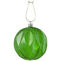 Set of 6 Green Rhombus Cut Shatterproof Transparent Christmas Ball Ornaments 3'' (70mm)