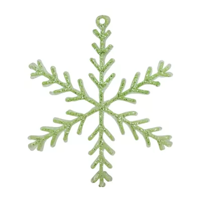8.75'' Green and Clear Glittered Snowflake Christmas Ornament
