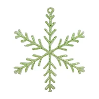 8.75'' Green and Clear Glittered Snowflake Christmas Ornament