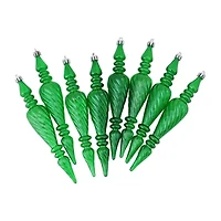 8ct Green Shatterproof Transparent Spiral Christmas Finial Ornaments 7'' (180mm)