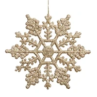 24ct Champagne Gold Glitter Snowflake Christmas Ornaments 4"